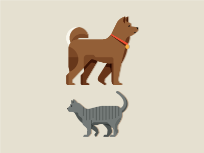Inu Neko animal cat digital dog flat icon illustration japan pet vector