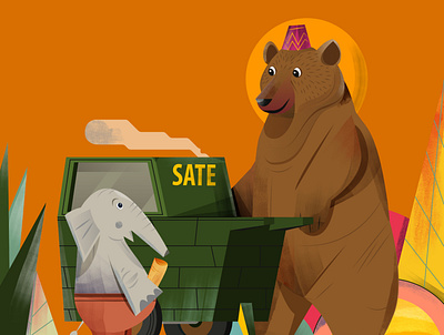 bear and elephant animal children children book illustration food fun happy illustration illustrator indonesia vector