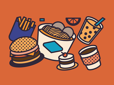 Food party coffee design digital editorial hamburger icon illustration indonesia monocle vector