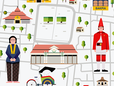 yogyakarta map design editorial icon illustration indonesia infographic map people vector yogyakarta