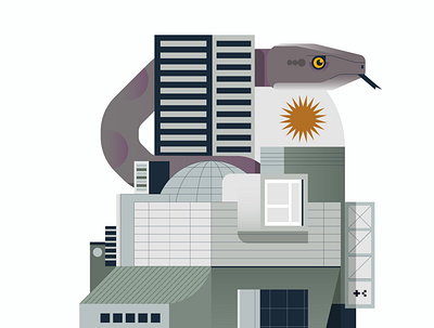Concrete Snake animal architecture building concrete digital facade icon illustration snake vector