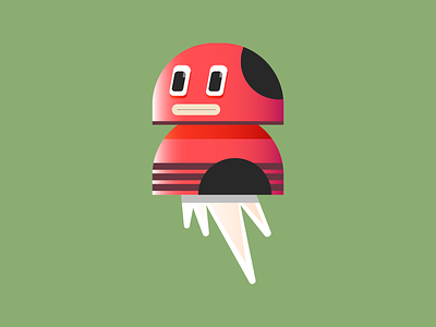 Floating Alien alien character cute digital editorial icon illustration kawai red vector