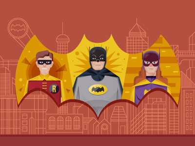 Batman - Adam West bat batman city comic icon illustration line red retro vector vintage yellow