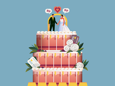 Wedding Money cake design digital editorial finance icon illustration indonesia money people vector wedding