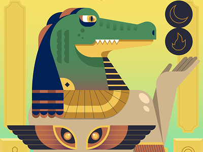 The Crocodile God animal crocodile digital editorial god green icon illustration indonesia nft vector yellow