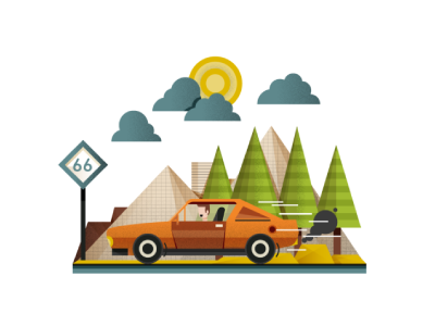 Route 66 car digital editorial icon illustration texture vector vintage