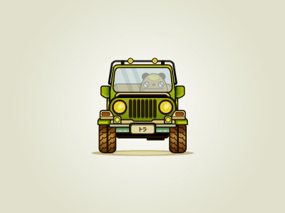 little jeep car character green icon illustration jeep vector