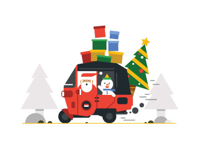 Happy Christmas 2015 bajaj christmas flat design holiday illustrator indonesia jakarta santa claus snowman tommy chandra vector