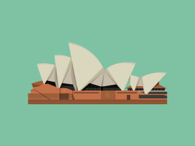 Sydney architecture australia card flat design icon illustrator landmark sydney vector