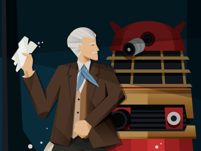 Dr Who and the Daleks dalek digital doctor illustration iphone retro robot sci fi vector vintage wallpaper