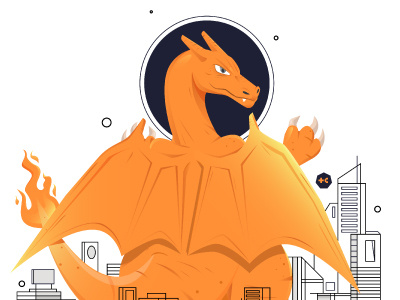 Charizard architecture building charizard dragon icon illustration indonesia monster pokemon pokémon project