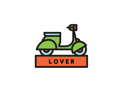 Scooter digital green icon illustration love minimal orange pin retro scooter vector vintage