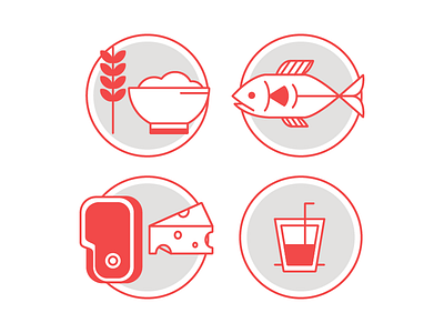 Healthy food icon cheese drink fish food icon infographic meat minimal red rice vector