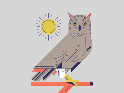 Owl animal bird book editorial flat icon illustration indonesia owl science sun tree