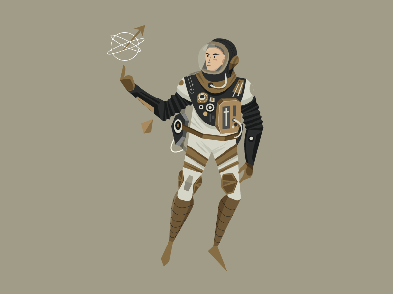 Retro Cosmonaut simple grey icon vintage retro jakarta space astronaut illustration editorial cover