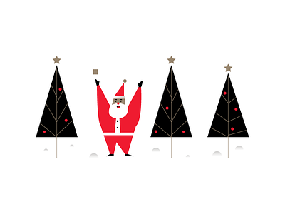 Happy Holiyay 2017 black christmas december flat happy holiday illustration minimal red santa