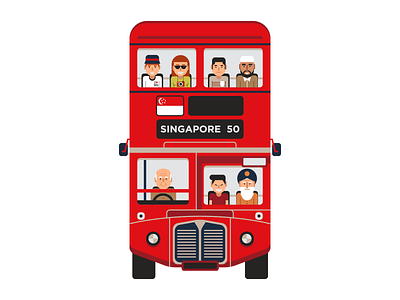 Singapore bus asia british bus car icon people red singapore vector