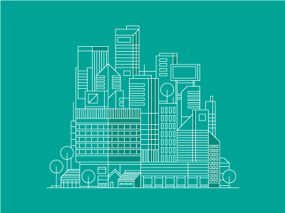 City Of Tomorrow architecture building city design digital house icon illustration line tree vector white