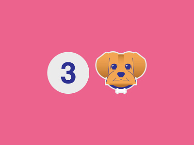3 Invitations animal dog draft dribbble icon invitation minimal number pink shot yorkie