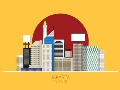 build the city architecture building city design digital icon illustration indonesia jakarta red vector yellow