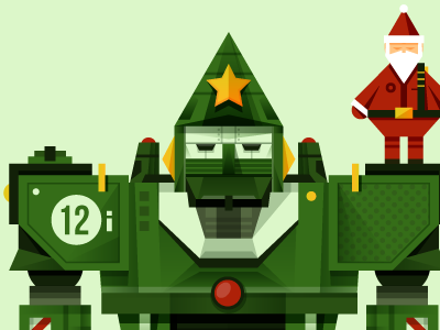 Merry Christmas All !! character christmas design digital green illustration illustrator machine robot santa star vector xmas