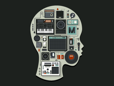 Music Memento black draw gadget icon illustration machine music people radio sound vector