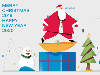 christmas 2019 2020 character christmas happy holiday illustration new year red santa snowman