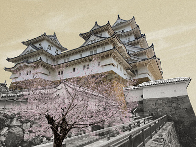Himeji Castle illustration photoshop