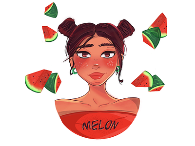Melon babe 🍉 art characterdesign digital illustration illustration procreate summer vector watermelon