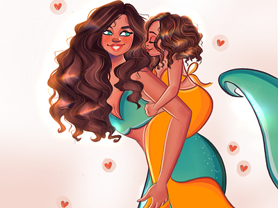 Happy Mother's Day! character design characterart characterdesign characterillustration child design girl illustraion love mermaid mermaids mermay mom momlove motherhood mothersday procreat relationships women