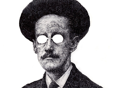James Joyce art black and white drawing fine art hand drawn illustration illustrator irish pen pencil portrait writer