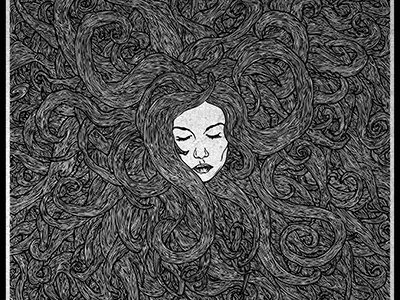 Girl's Hair art artwork beauty black and white drawing illustration illustrator pen print sketch woman