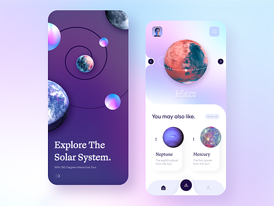Solar System 360° Panorama App 360 view app colors concept cosmos design earth gradient mars minimal nasa panorama photo planet solar system space ui ux