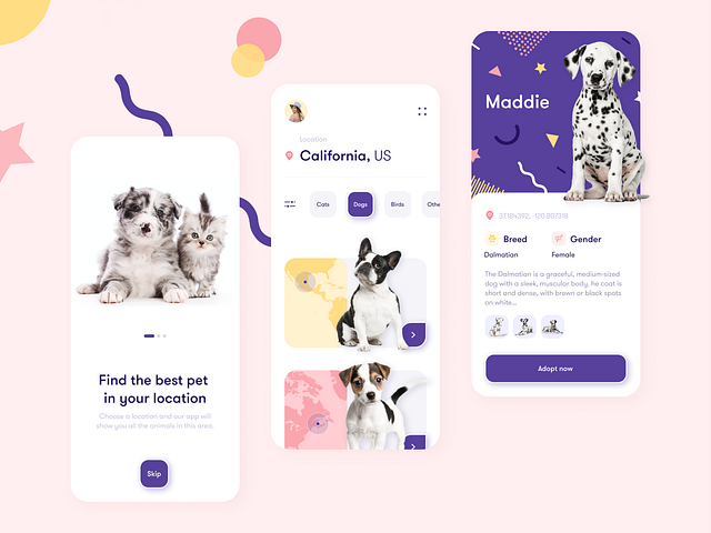 Pets Adoption App by Nadya Lazurenko for Fireart Studio on Dribbble