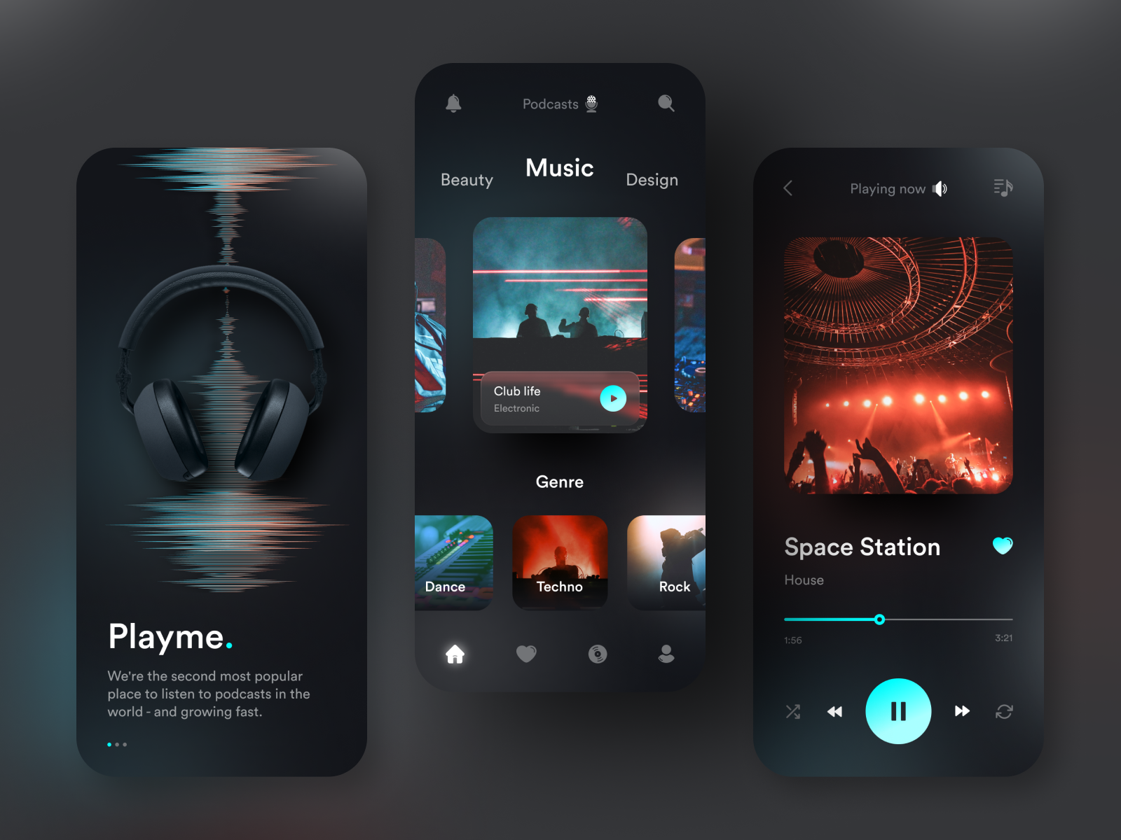 Playme Podcasts App by Nadya Lazurenko for Fireart Studio on Dribbble