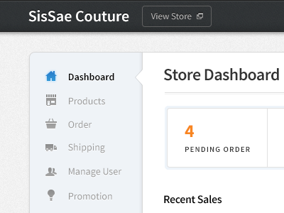 Store Dashboard dashboard online store sidebar menu