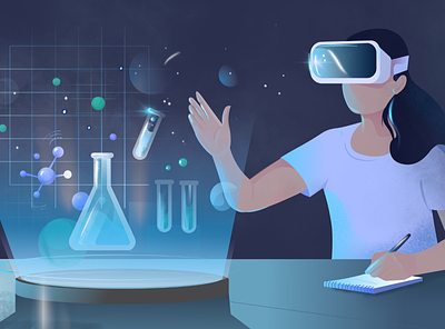 Virtual Reality the future of Online Learning artificial intelligence hologram illustration online learning science student virtual reality