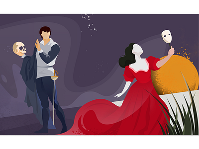 To be or not to be - Drama illustration drama dramatic dress hamlet illustrator love mask play prince shakespeare theatre