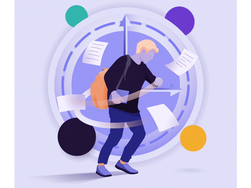 Animated illustration for Kortext animated gif animated illustration animation clock digitalillustration editorialillustration gif illustration illustrator kortext purple time time machine time management uidesign uiuxdesign vector