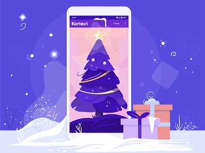 Happy Holidays from Kortext app christmas christmas tree happy new year illustraion merrychristmas new year phone procreate screen snow