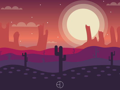 Hot landscape adobe illustrator cactus create degraded desert graphic illustration landscape vector