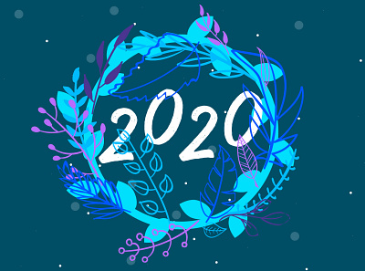 Happy New Year ! 2020 adobe illustrator botanical create design graphic illustration leaves naturelover typography vector wild
