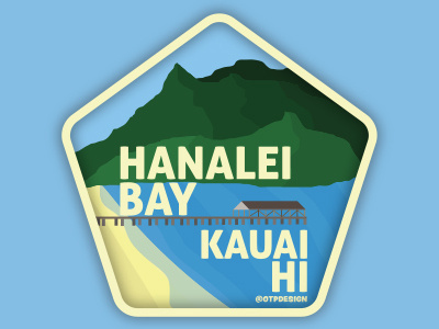 Hanalei Bay badge hawaii mountain ocean sticker