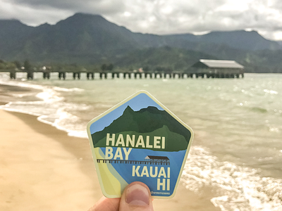 Hanalei Bay Sticker adventure badge hawaii illustrator island outdoors sticker