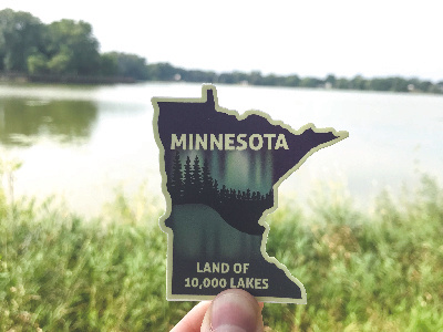 Minnesota Lakes Sticker badge illustration lake minnesota northern lights outdoors sticker sticker mule