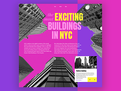 SQUARE - interface game. Exciting buildings in NYC (pink) buildings ny square typography web