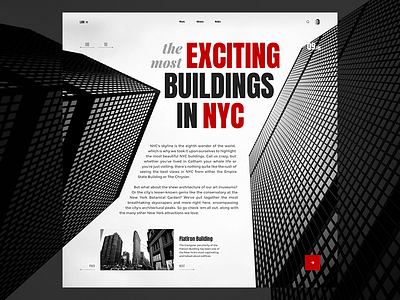 SQUARE - interface game. Exciting buildings in NYC (black) buildings ny square typography web