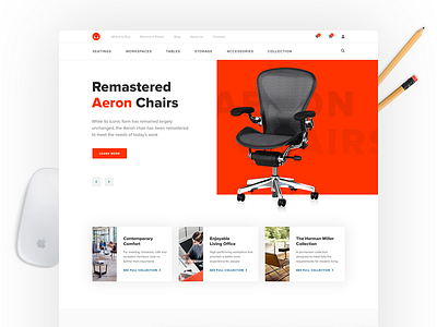 Herman Miller - redesign concept. Part 1 brand furniture online store redesign ui ux web