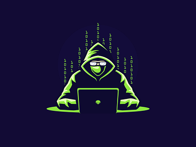 Hacker Mascot Logo coder design glass green hacker hackerlogo hoodie illustration purple sports logo vector