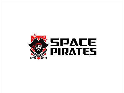 Space Pirates illustration logo mascot pirate red space sports logo sword